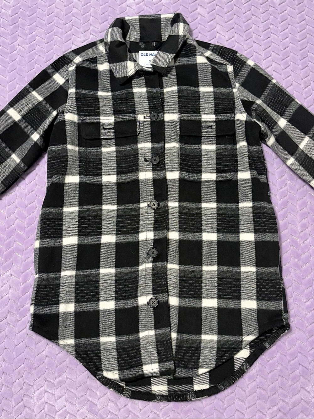 Old Navy Black & White Plaid Button-Up Jacket